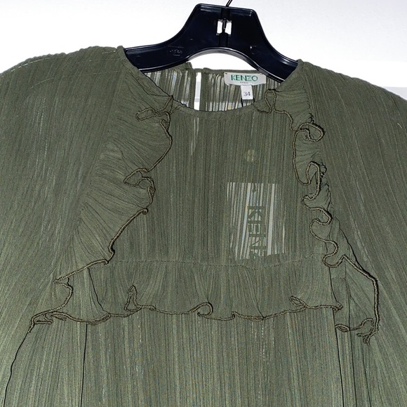 Kenzo Green Pleated Blouse – Size 34 / Small – New with Tags - Picture 6 of 7